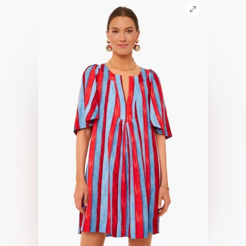 Pomander Place Red & Light Blue Striped Top